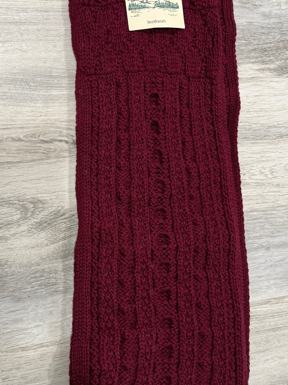 Aran Crafts Cable Knit scarf - Burgundy